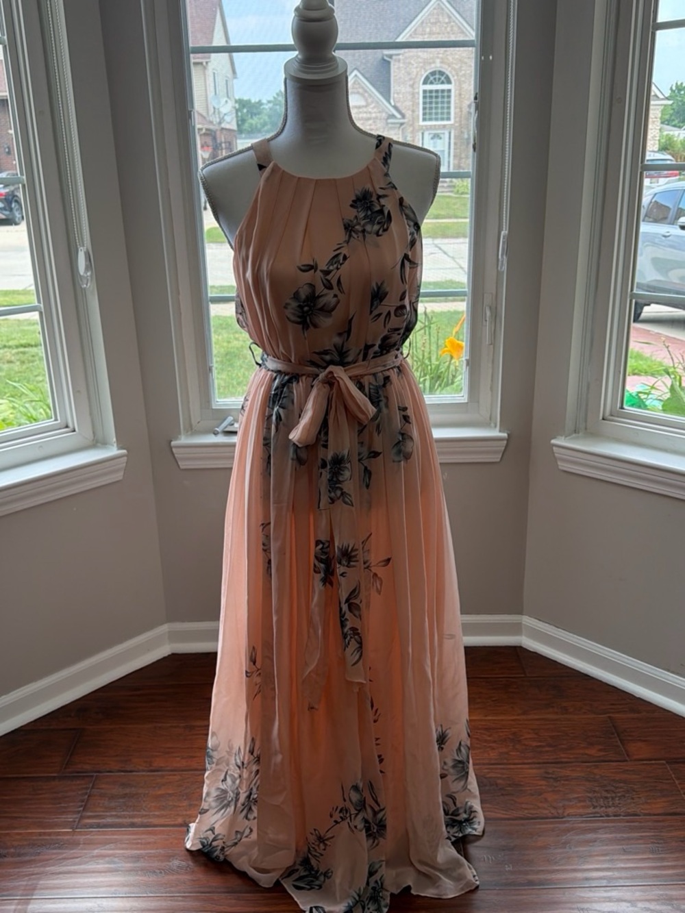 Windsor Peach Floral Halter Maxi Dress